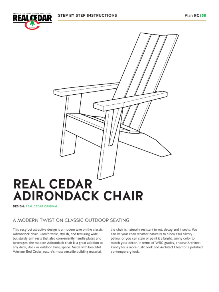 Build a Modern Cedar Adirondack Chair | PDF | Screw | Lumber