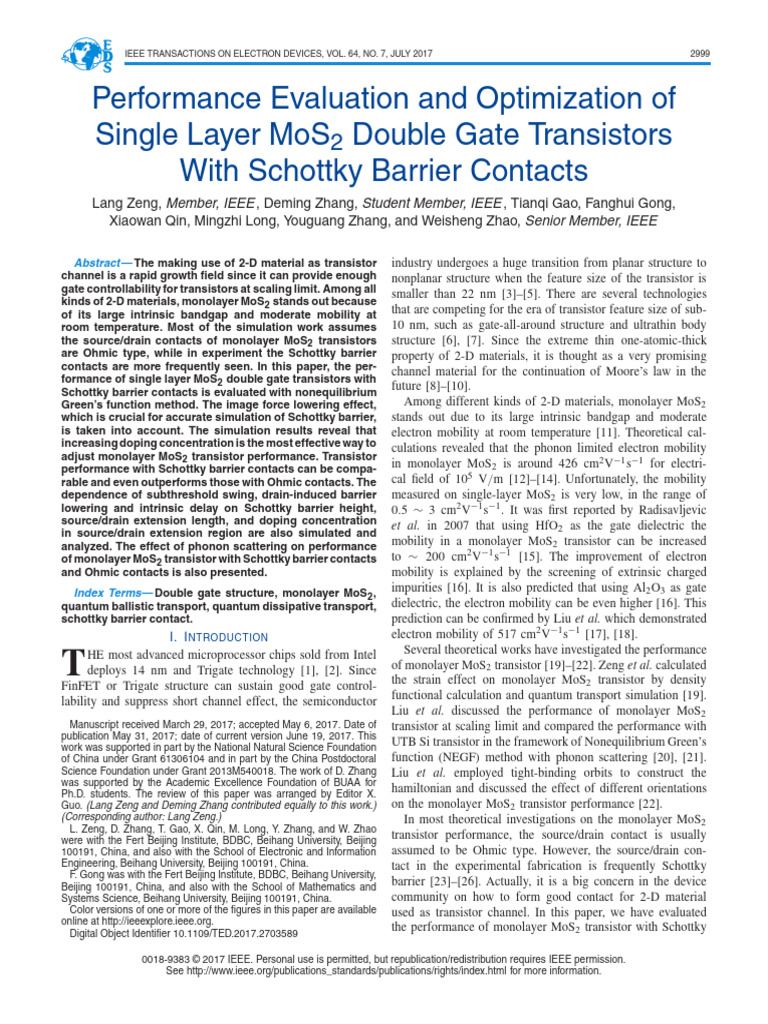 Performance Evaluation and Optimization of Single Layer MoS2 Double ...