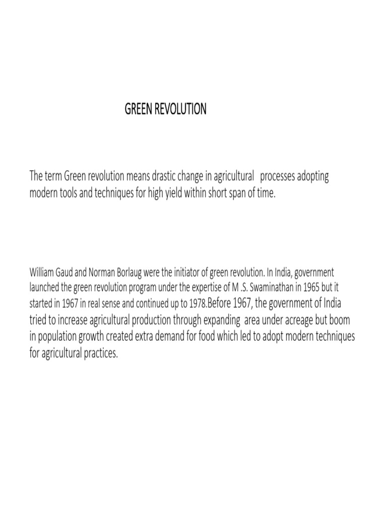 Green Revolution in India: Impact & Phases | PDF | Green Revolution ...