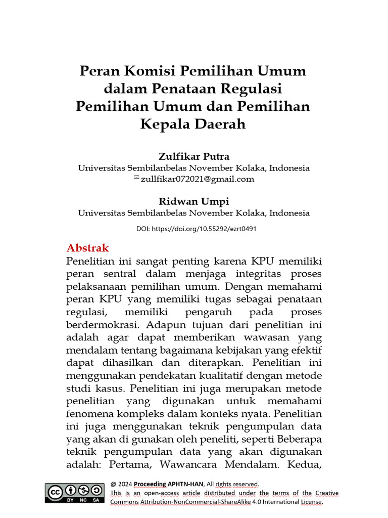 Peran KPU dalam Regulasi Pemilu | PDF