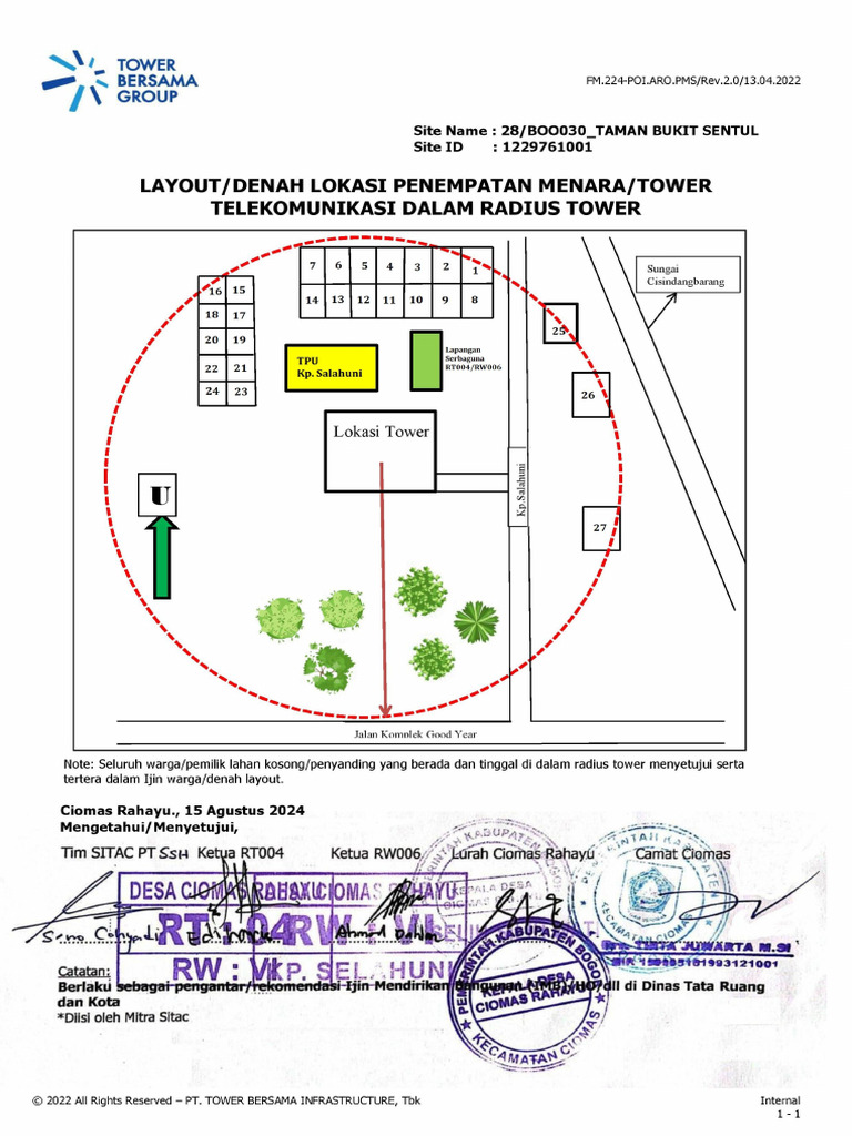 13. Layout Denah Lokasi Penempatan Menara Tower Telekomunikasi Dalam ...