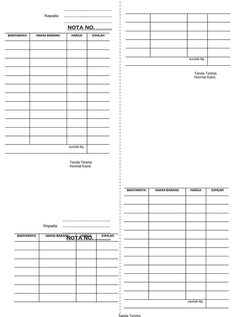 Format Nota Pembelian dan Tanda Terima | PDF