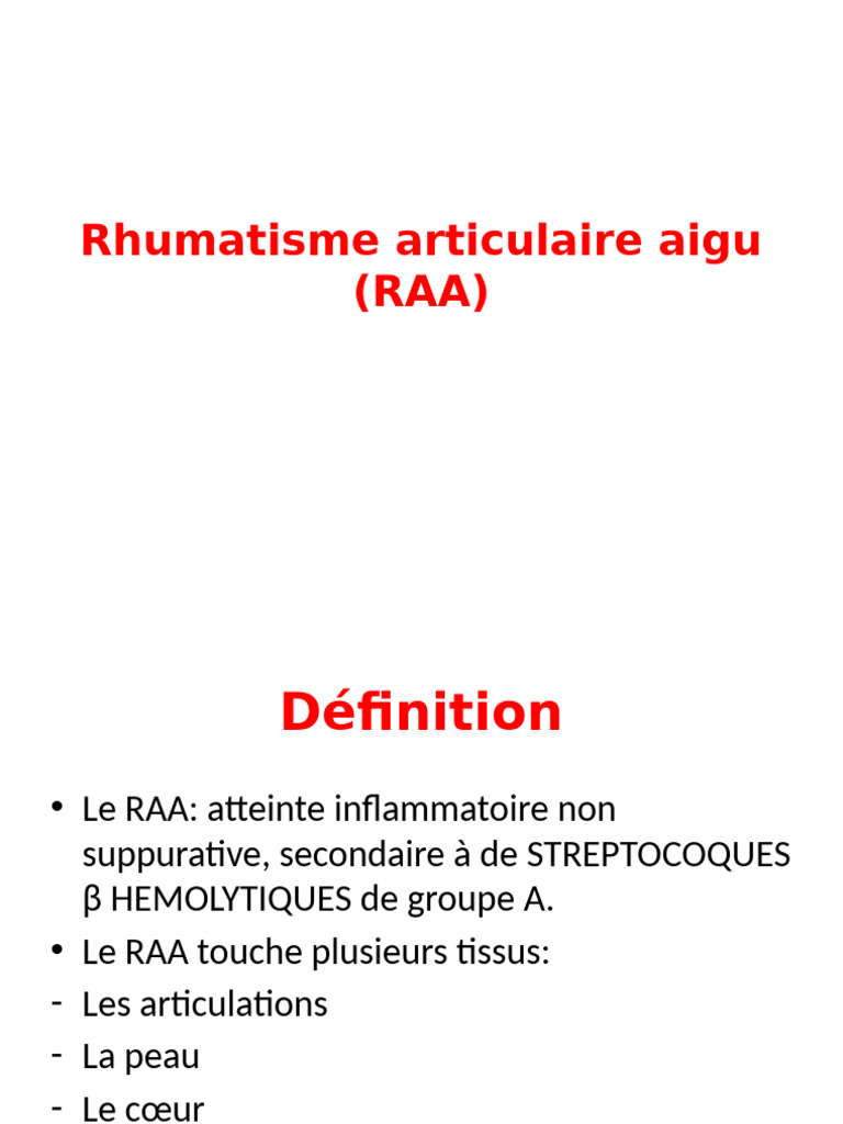 Rhumatisme Articulaire Aigu : Causes et Traitement | PDF | Spécialités ...