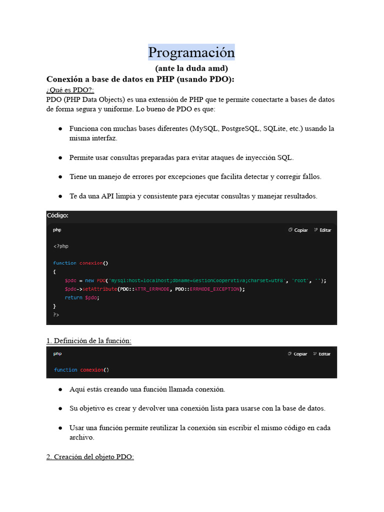 Conexión a bases de datos con PHP PDO | PDF | Servidor web | Internet y web