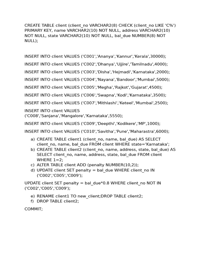 SQL Client Table Management Guide | PDF