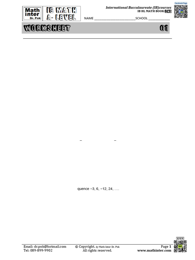 IB Math Worksheets on Sequences | PDF | Mathematics