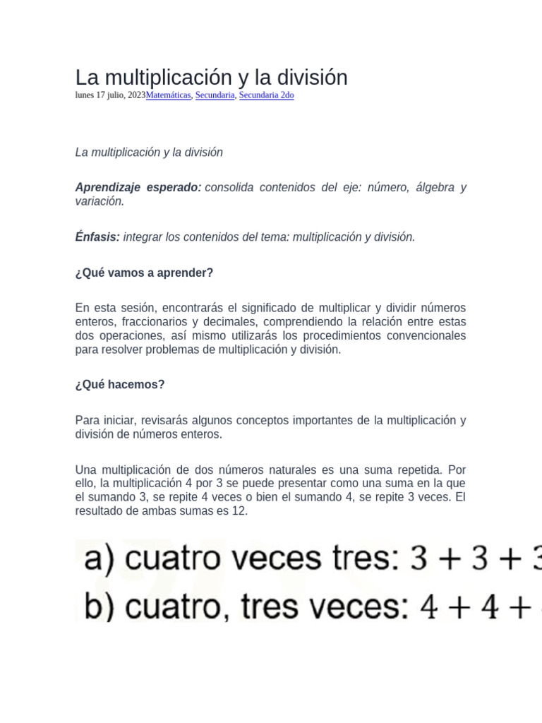 02 Multiplica y Divide | PDF | Multiplicación | Exponenciación