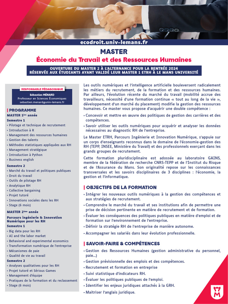 Master en RH : Innovation Numérique 2024 | PDF | Gestion des ressources ...