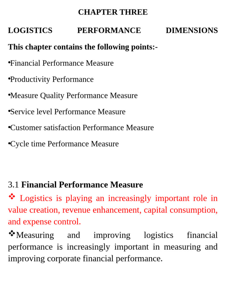 Logistics Performance Measurement Guide | PDF | Logistics | Inventory