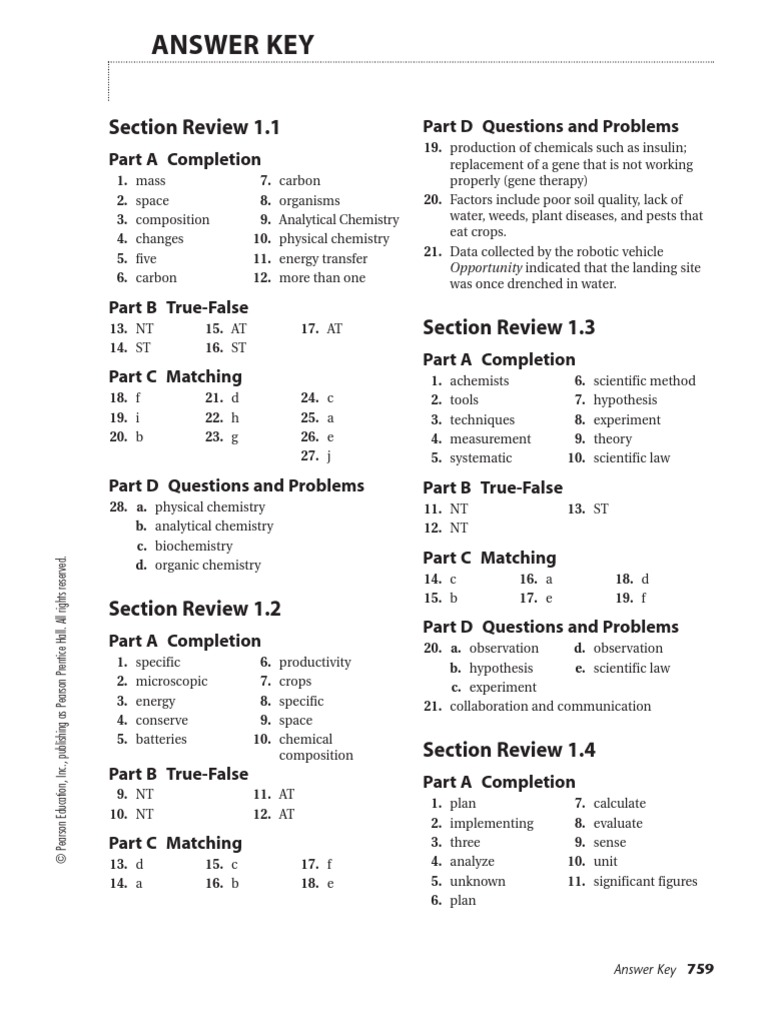 Answer Key Section Review 1.1