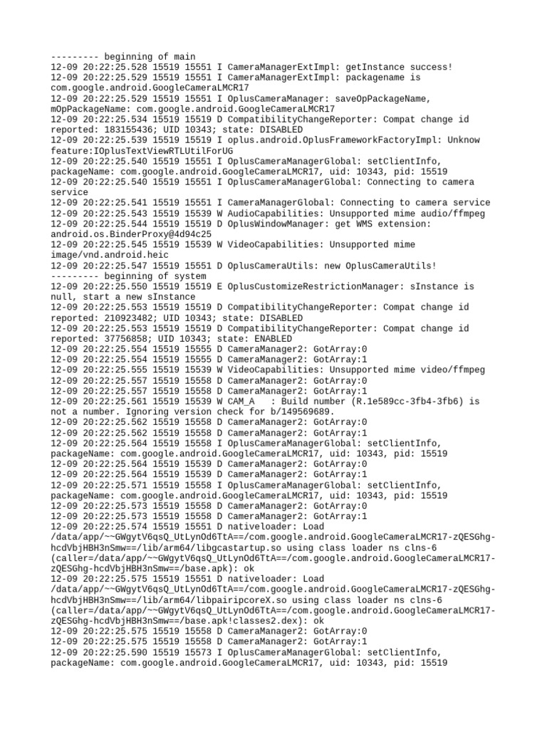Google Camera LMCR17 Log Analysis | PDF | Computer Engineering | Computing