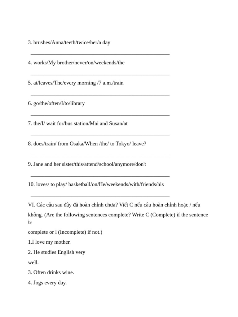 Sentence Structure and Correction Exercises | PDF
