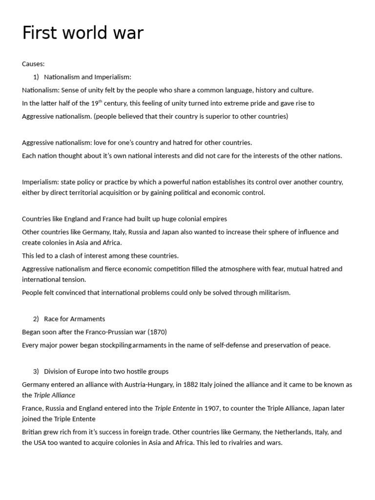 Causes of the First World War | PDF