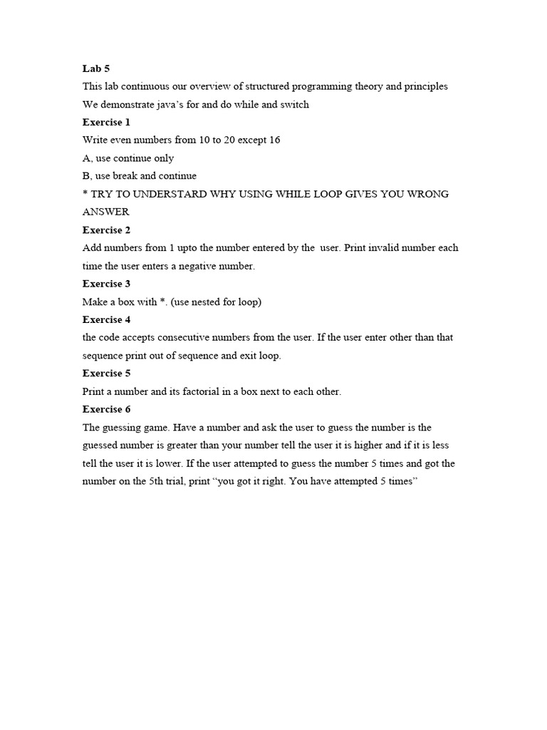 Java Structured Programming Exercises | PDF