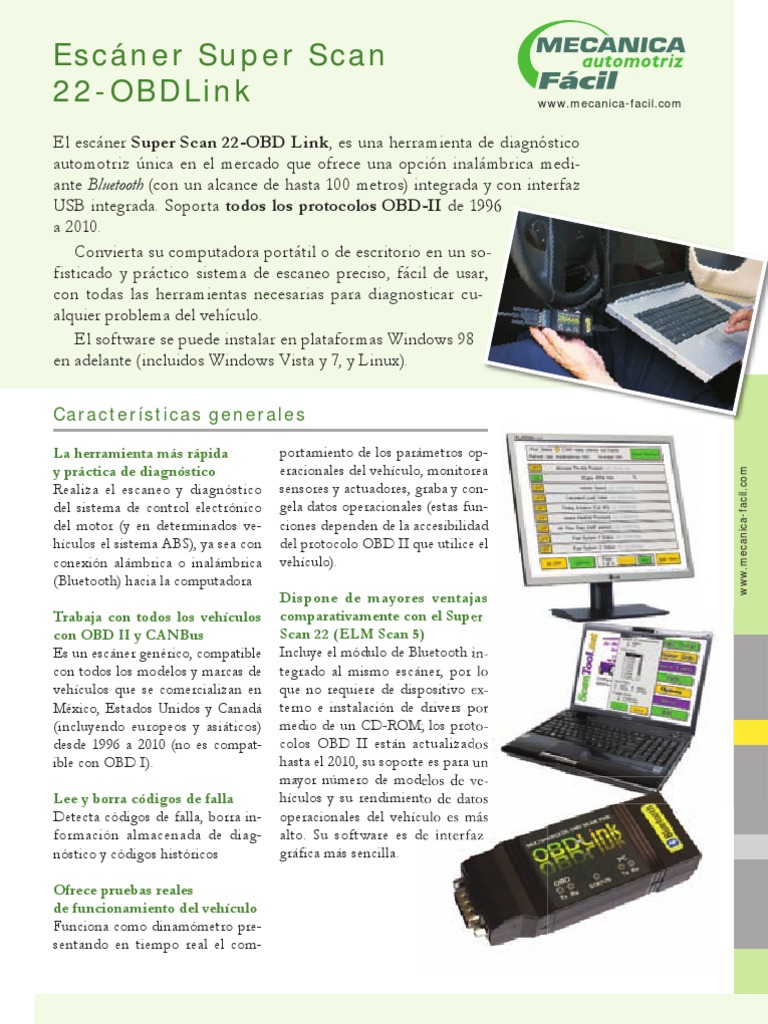Escáner SuperScan 22-OBDLink | PDF | Escáner de imagen | Bluetooth