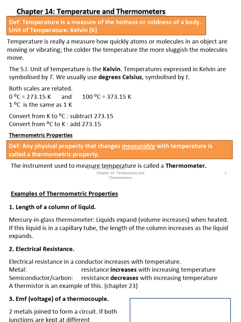 Understanding Temperature and Thermometers | PDF | Temperature ...