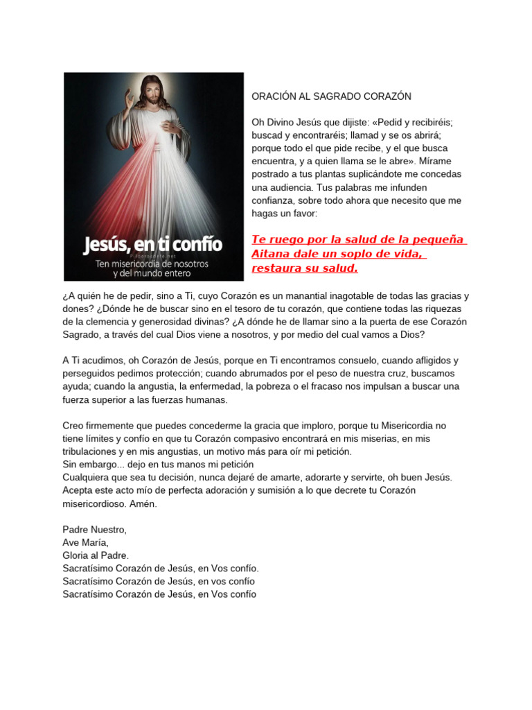 Oración al Sagrado Corazón de Jesús | PDF