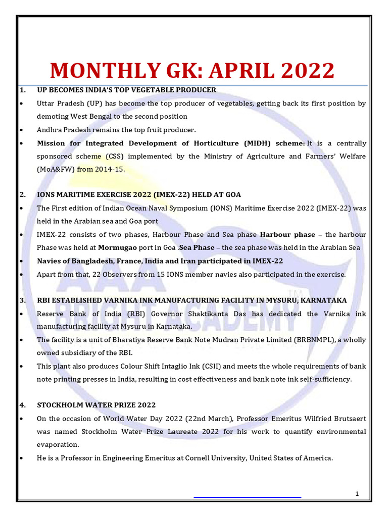 7 Month Current Affairs | PDF | Air Pollution | Particulates