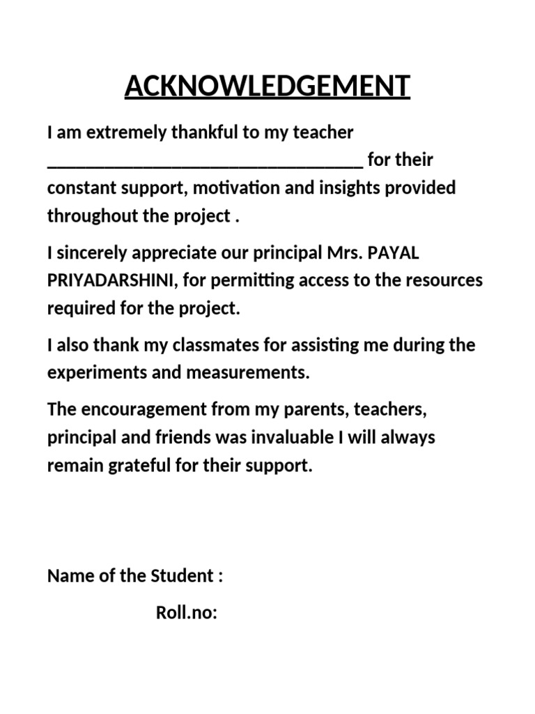 Project Acknowledgements and Thanks | PDF