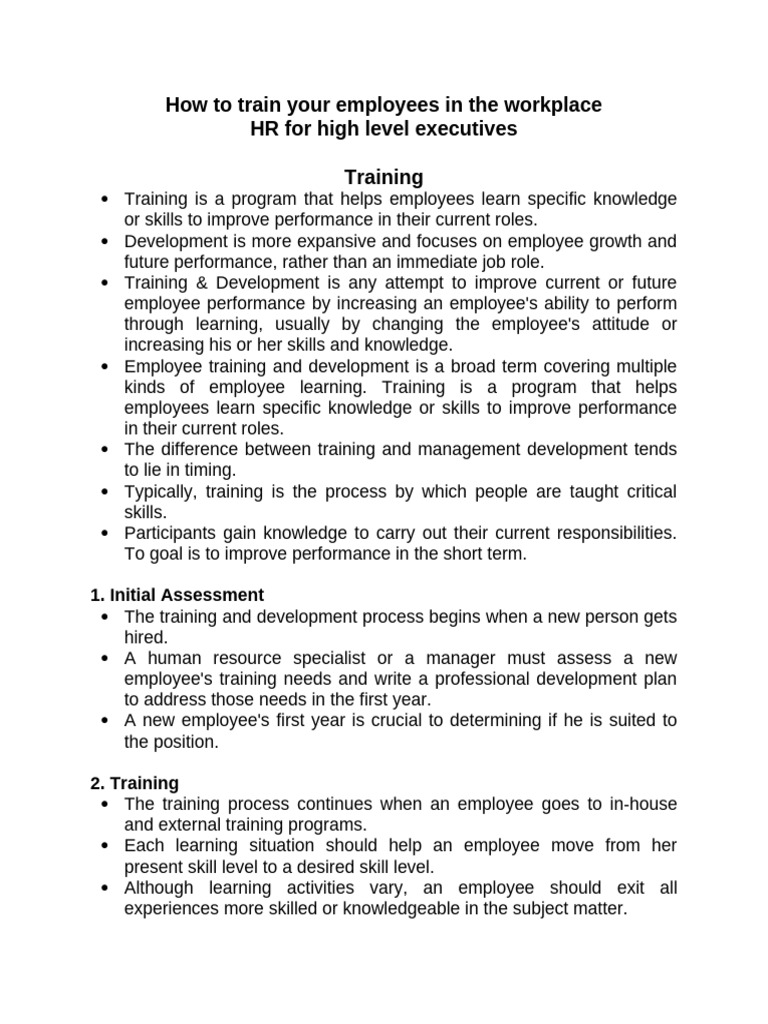 Employee Training and Development Guide | PDF | Business ...