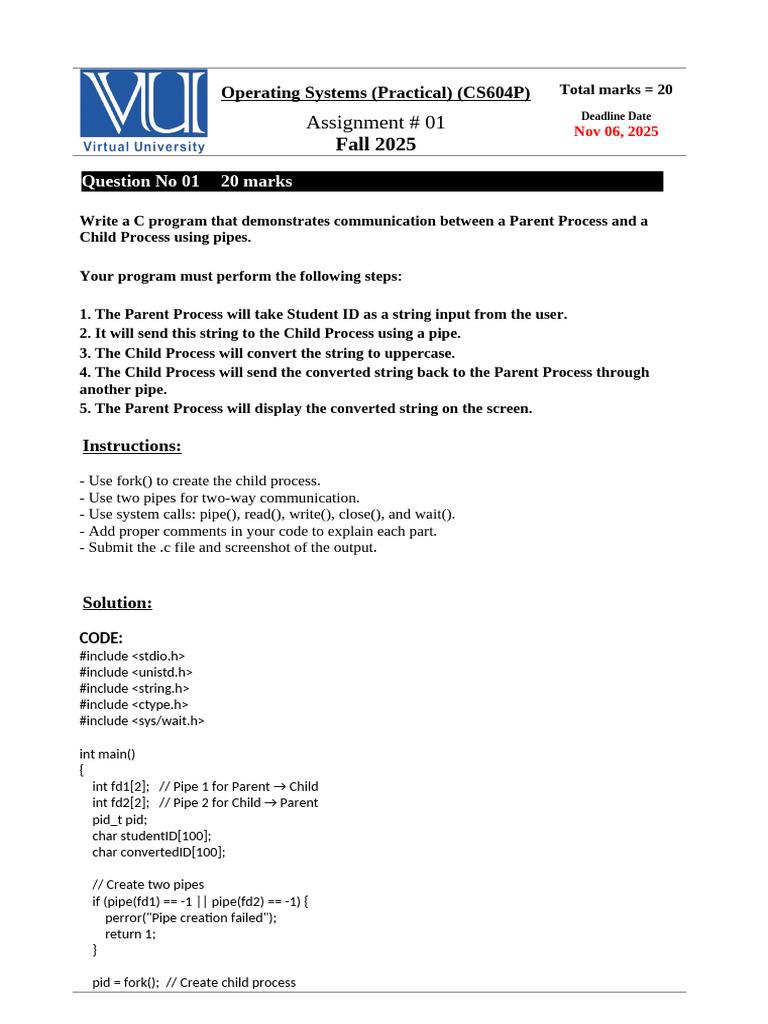 C Program for Parent-Child Process Communication | PDF | Computer ...