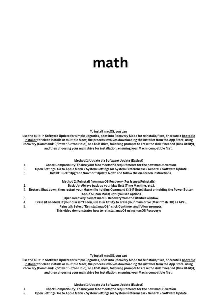 math evalutaion | PDF | Mac Os | Booting