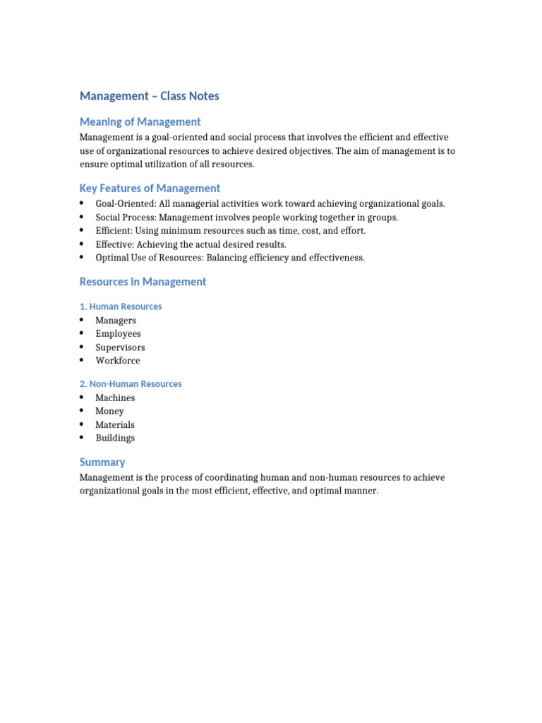 Management Notes1 | PDF