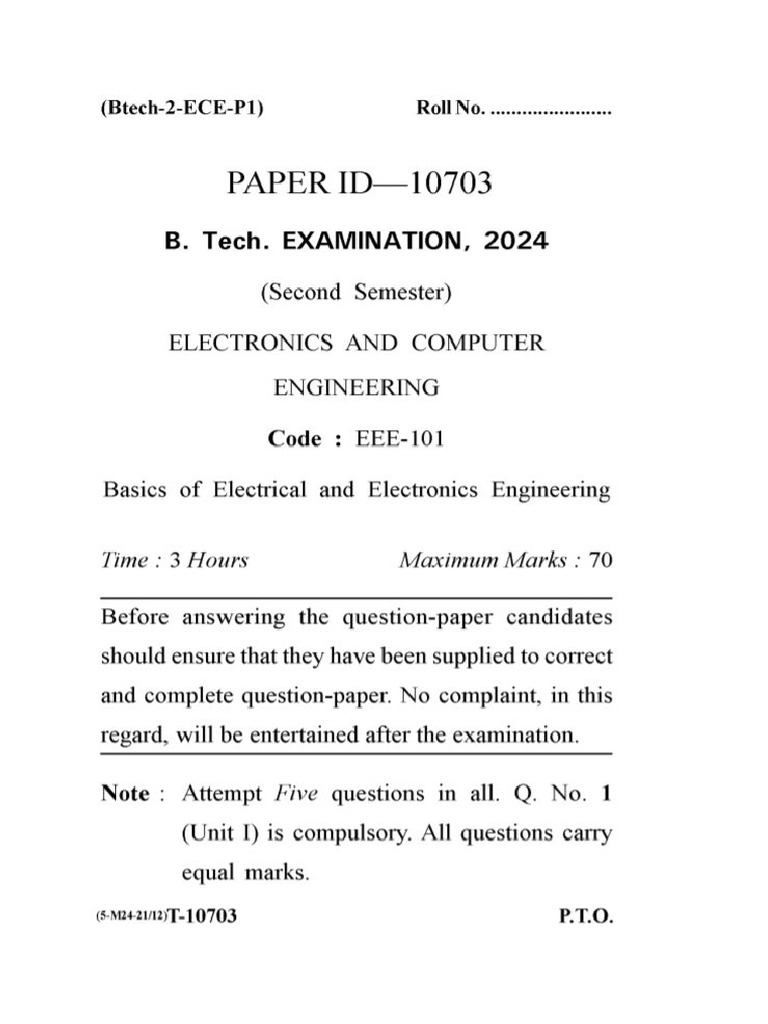 Beee 2nd Sem 2024 | PDF