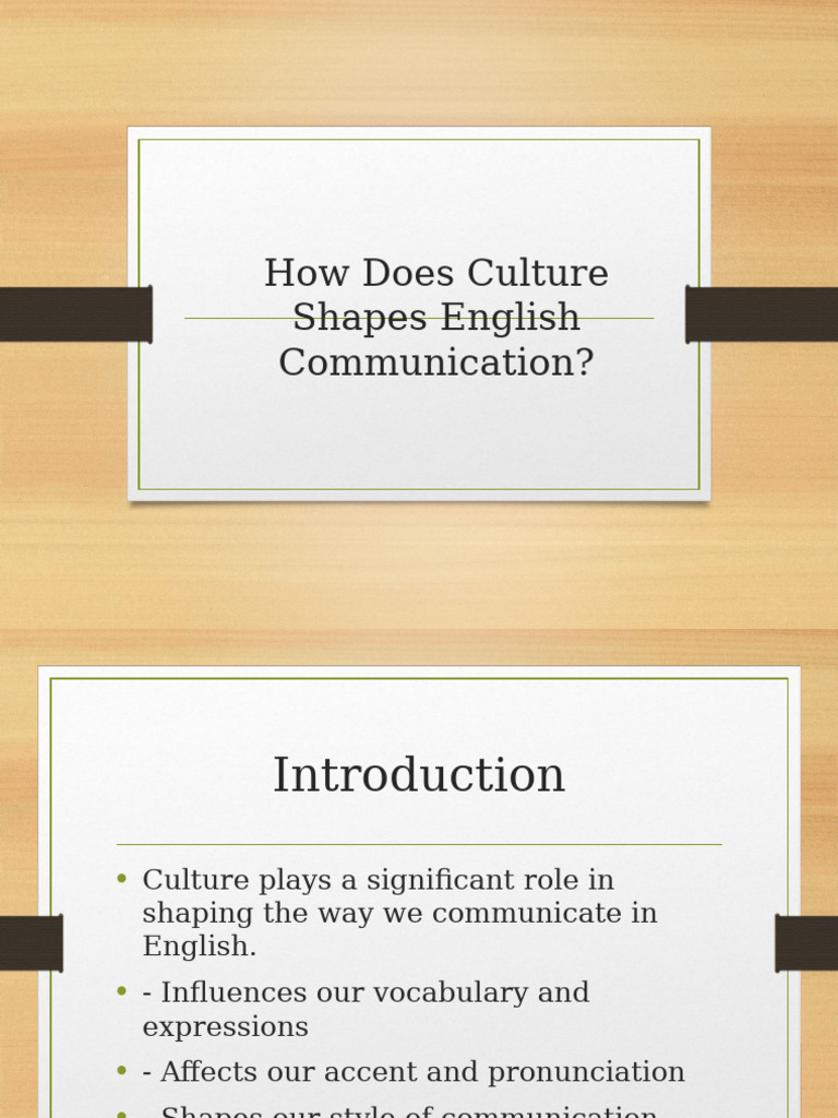 Culture Shapes English - Communication | PDF