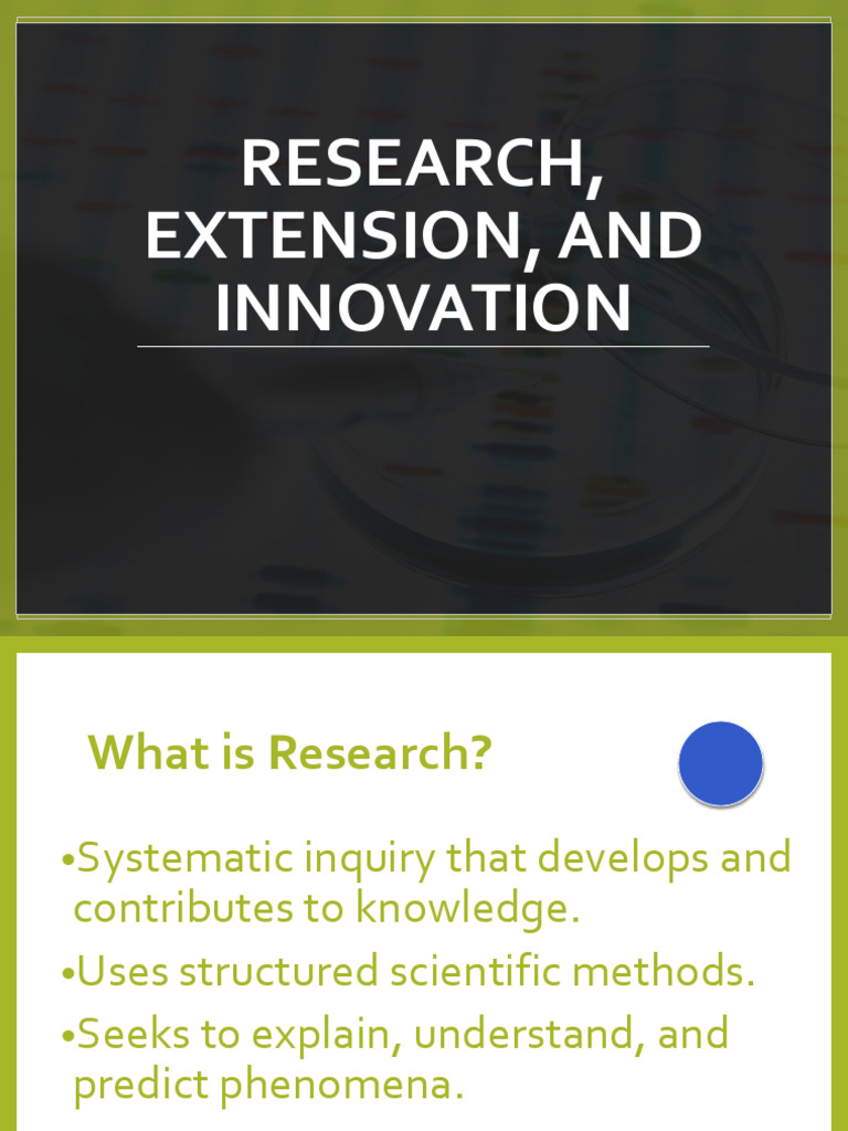 Research, Extension, and Innovation Guide | PDF | Innovation | Knowledge