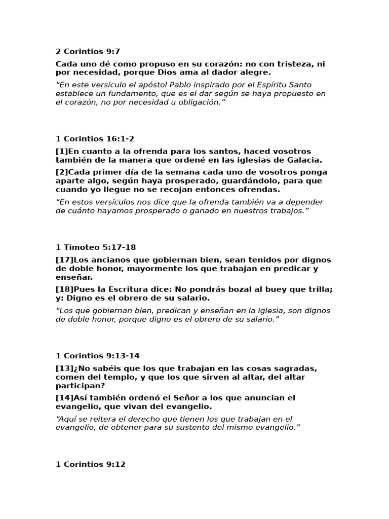 Principios de Ofrenda y Trabajo en la Iglesia | PDF | Primera epístola ...