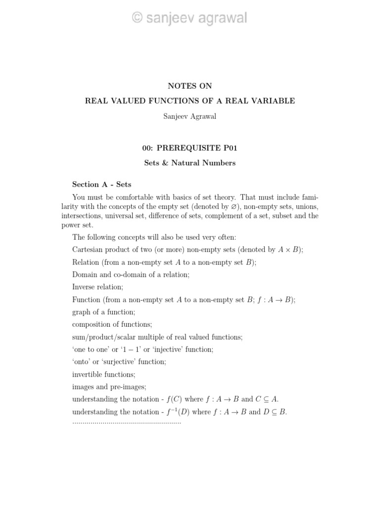 Real Valued Functions Overview | PDF | Function (Mathematics) | Set ...