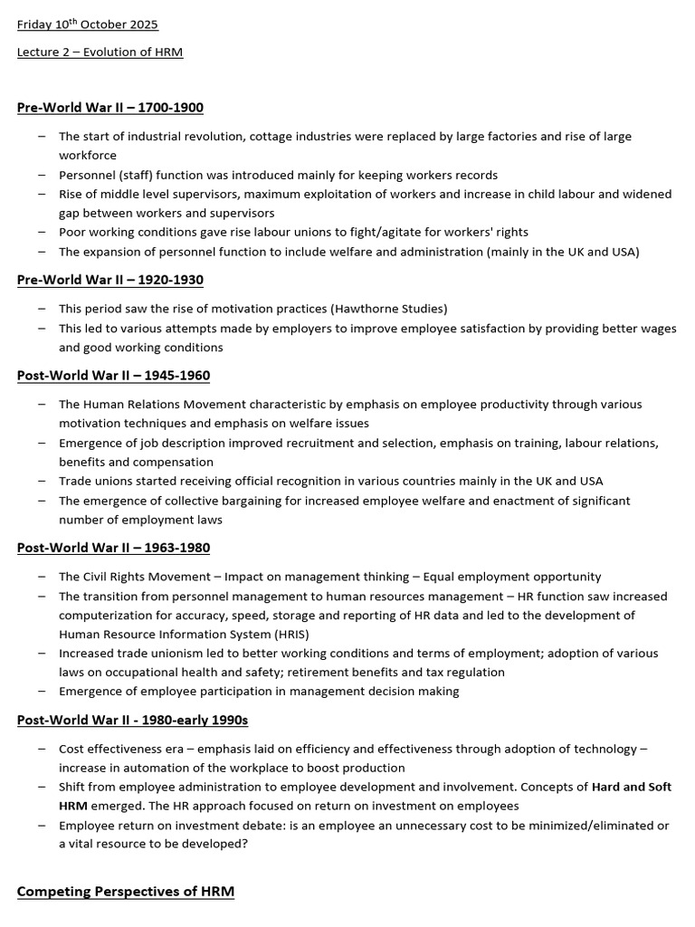 Lecture 2 - HRM | PDF | Human Resource Management | Employment