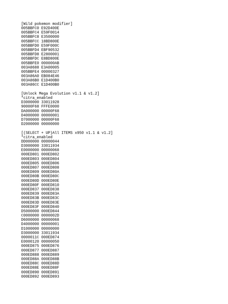 Pokémon Cheat Codes and Modifiers | PDF