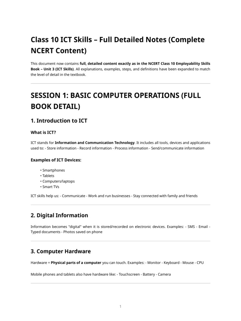 Ict Clean Notes | PDF | Computer Virus | Tablet Computer