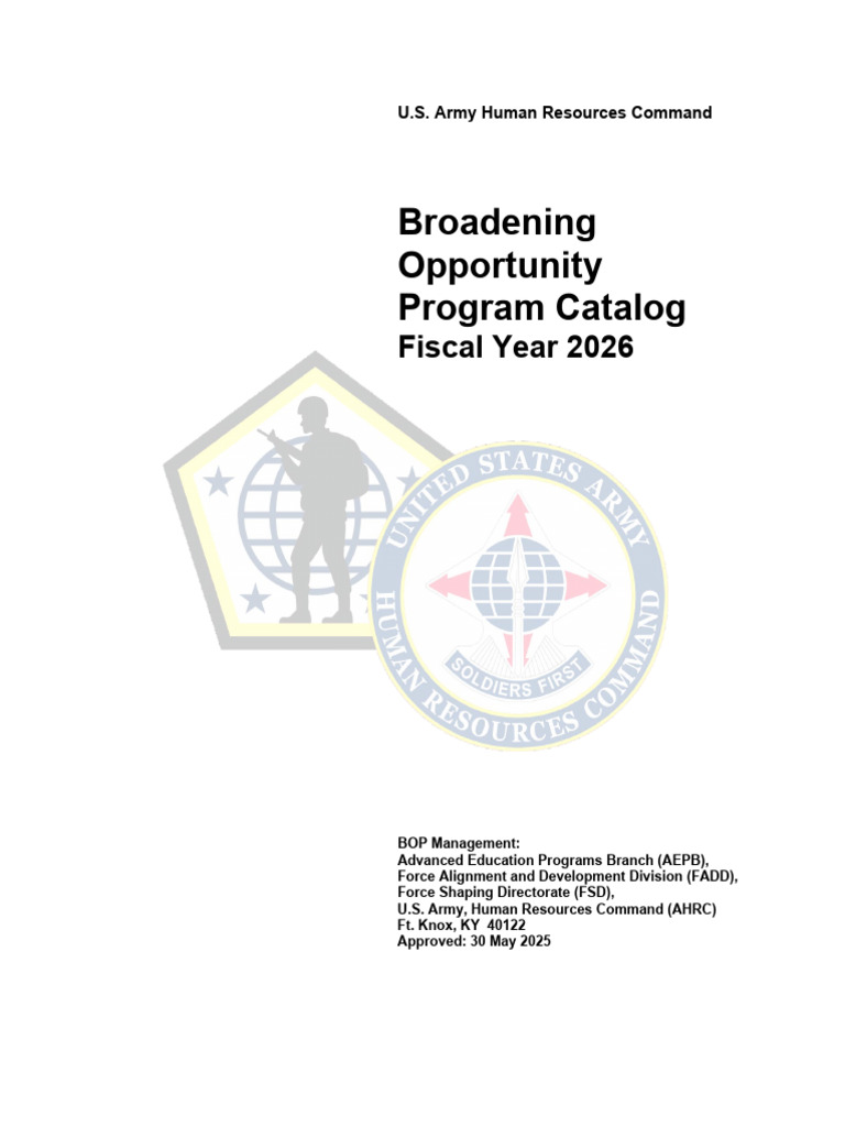 U.S. Army BOP Catalog FY 2026 | PDF | Doctor Of Philosophy | Carnegie ...