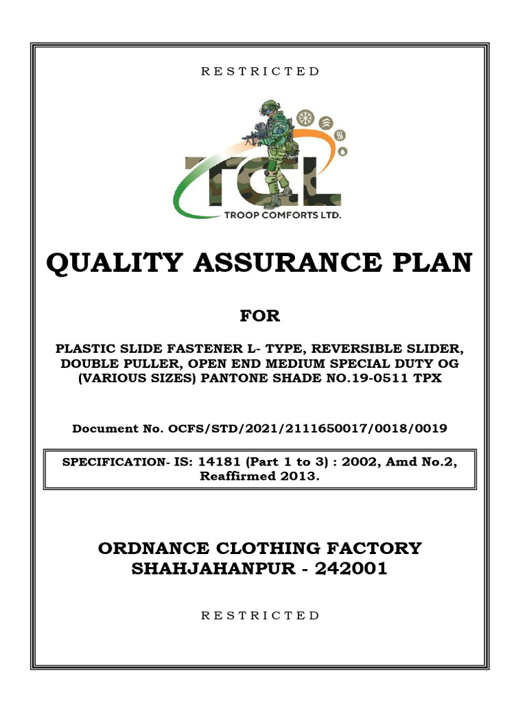 Quality Assurance Plan for Plastic Fasteners | PDF | Procurement | Bribery