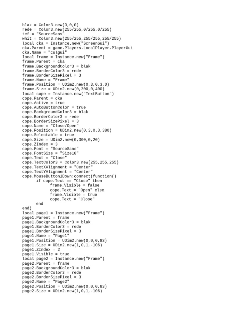 Roblox GUI Script for Admin Commands | PDF