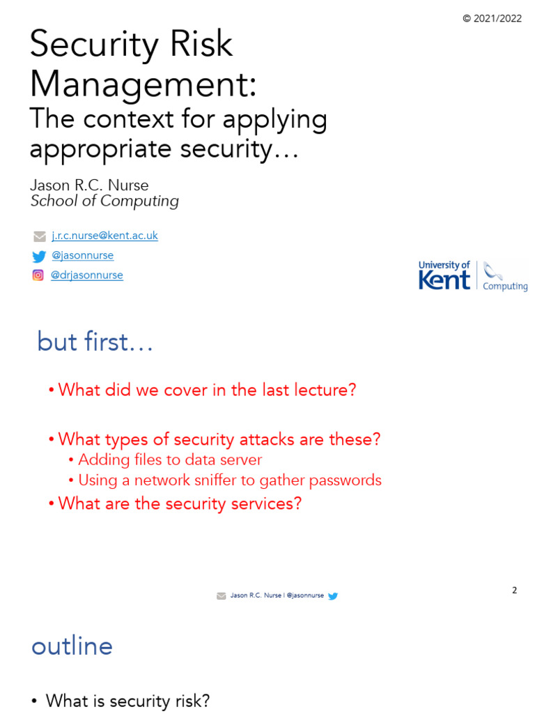 Security Risk Management Overview | PDF | Risk | Risk Management