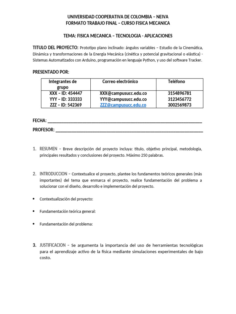 Formato Proyecto Final Curso 2520 - V2 | PDF | Python (lenguaje de ...