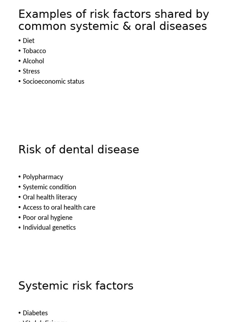 Common Risk Factors for Oral Diseases | PDF