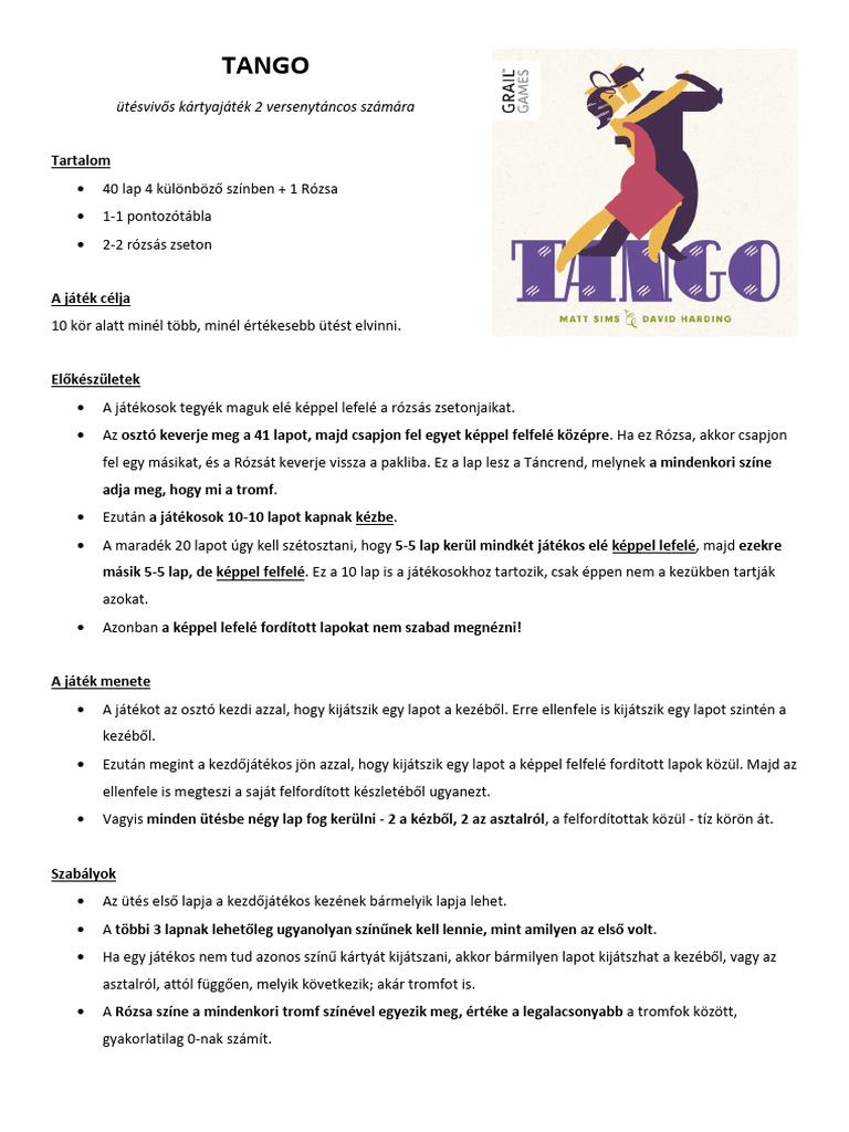 Tango Játékszabály | PDF