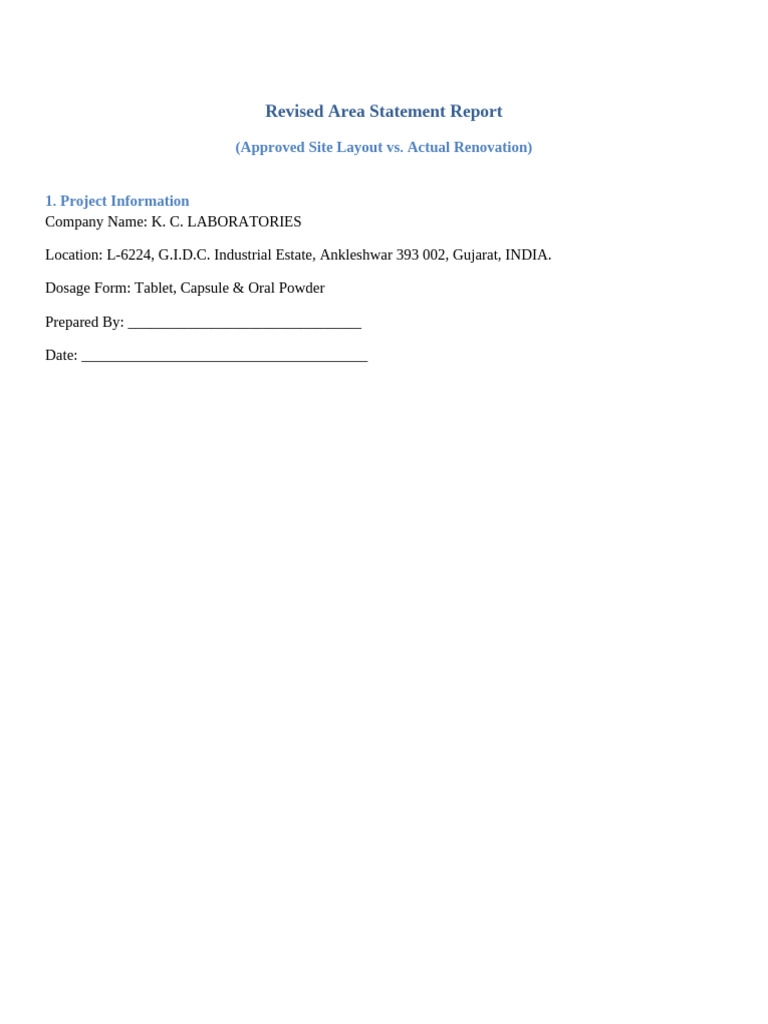 Area Statement: Renovation Deviations | PDF | Regulatory Compliance