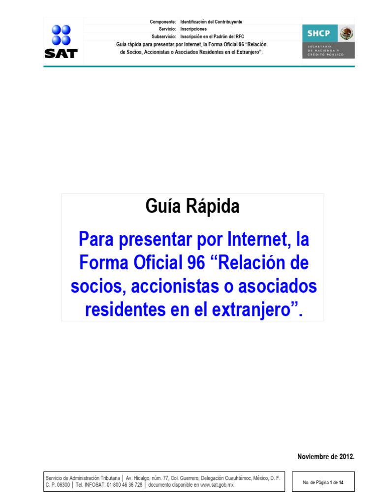 Guía para Presentar la Forma 96 en SAT | PDF