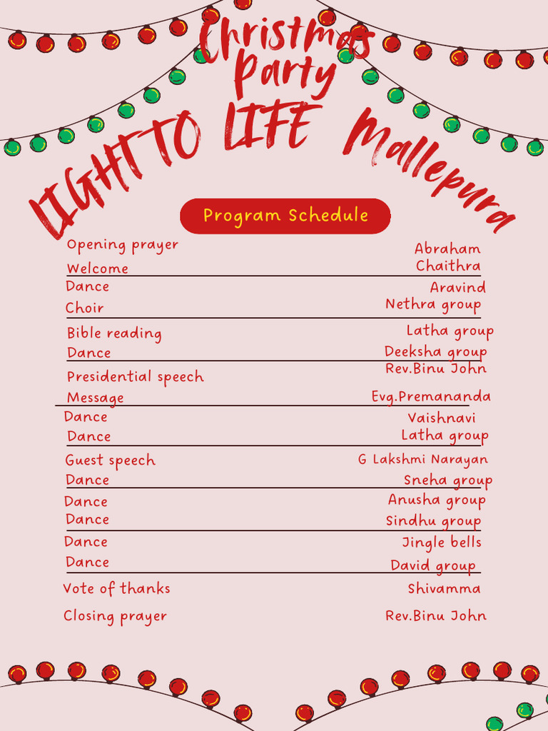 Red Green Yellow Festive Christmas Party Program | PDF