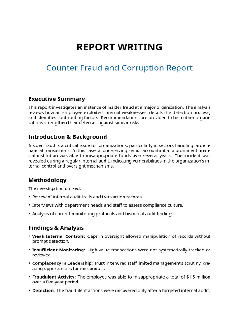 Insider Fraud Investigation Report | PDF