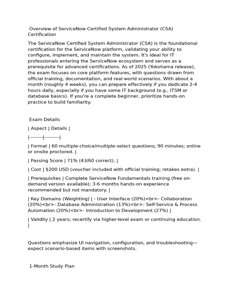 ServiceNow CSA Certification Guide | PDF | Databases | System Administrator