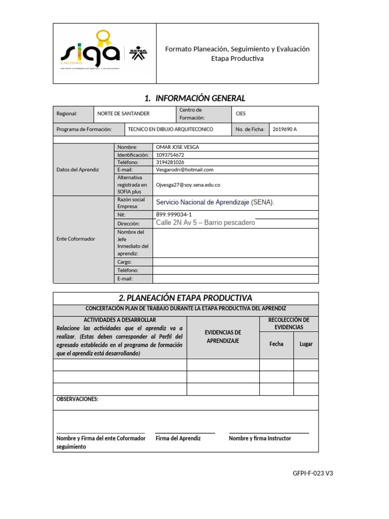 GFPI-F-023 Formato Planeacion Seguimiento y Evaluacion Etapa Productiva ...