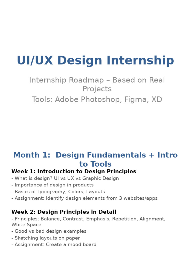 UI/UX Design Internship Roadmap | PDF | Typography | Page Layout