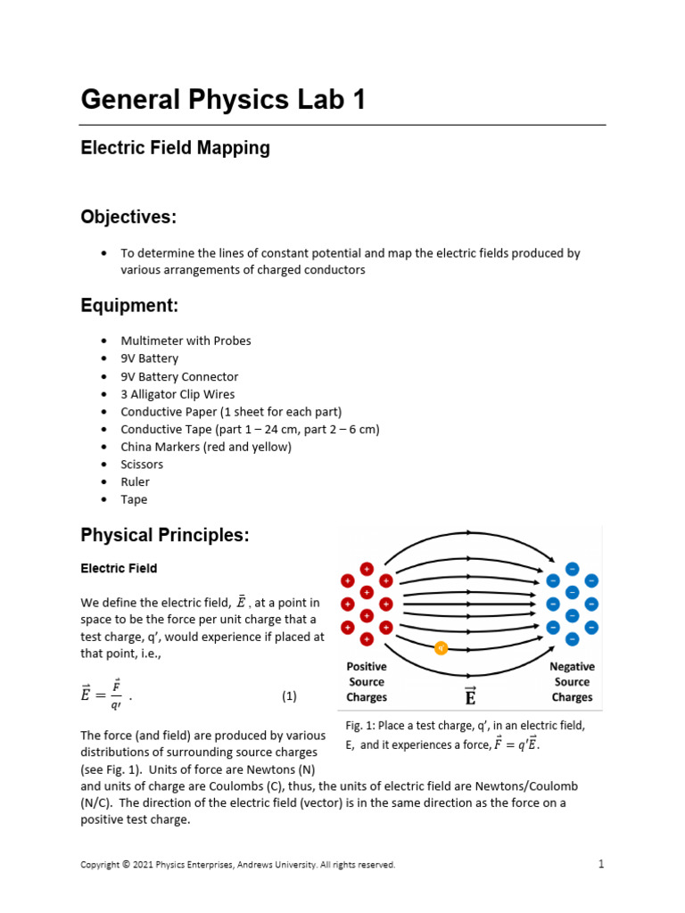 Electric Field Mapping Lab Guide | PDF | Electric Field | Voltage